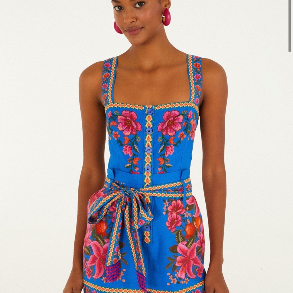 NWT Farm Rio Floral Blue Romper - Picture 2 of 8